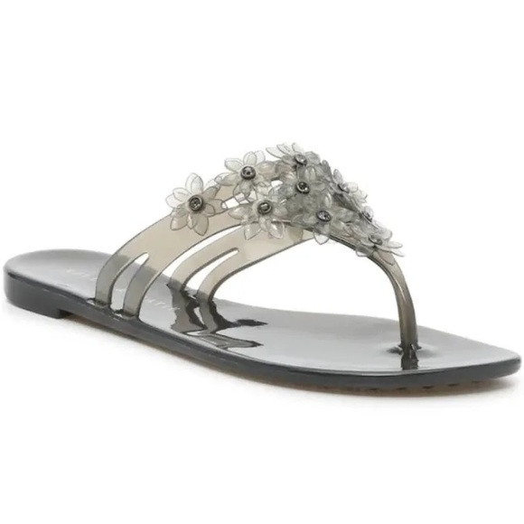 NWT Kelly & Katie Allira Black Clear PVC Floral Sandal Size 8 - Picture 1 of 6